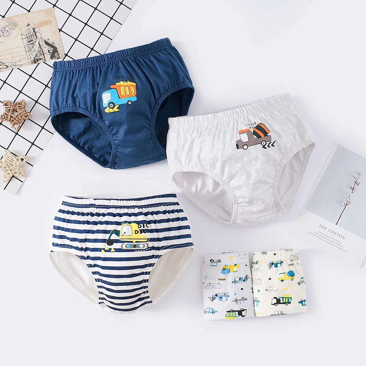 5 Pcs/Lot Children Underwear Boys Comfortable Cotton Kids Triangle Underpants Car Cartoon Briefs For Boys Aged 2 To 14