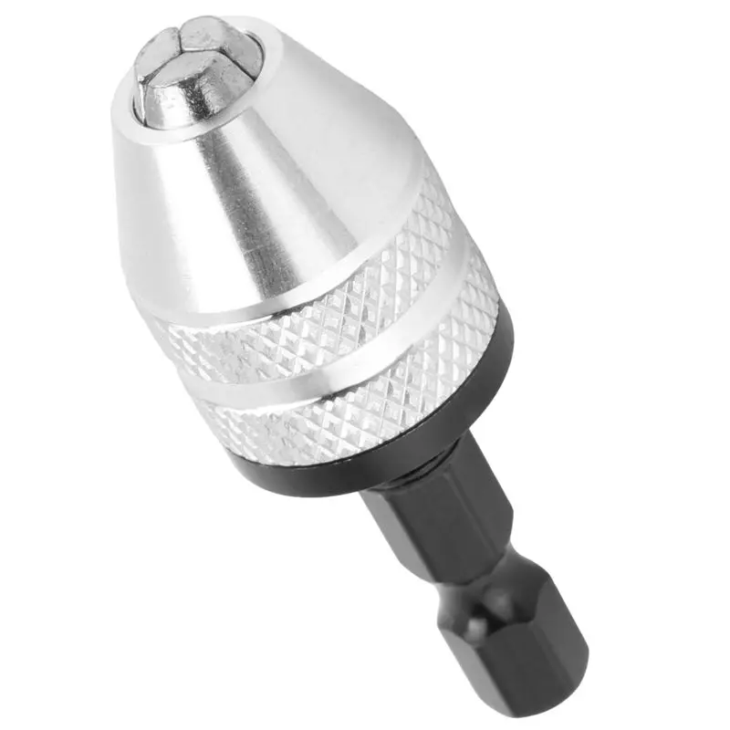 

AB42-Silver+Black 6Mm Keyless Drill Bit Chuck Quick Change Adapter Converter Hex Shank
