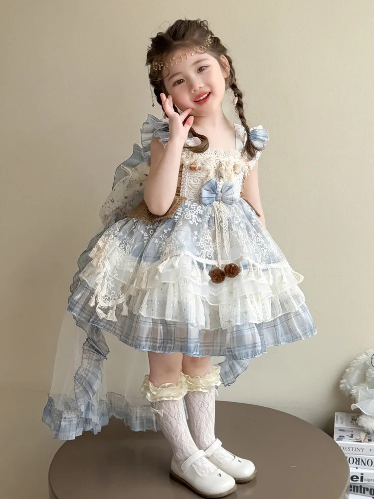

2025Girls' New Lace Puffy Birthday Little Host Party Princess Dress Lolita