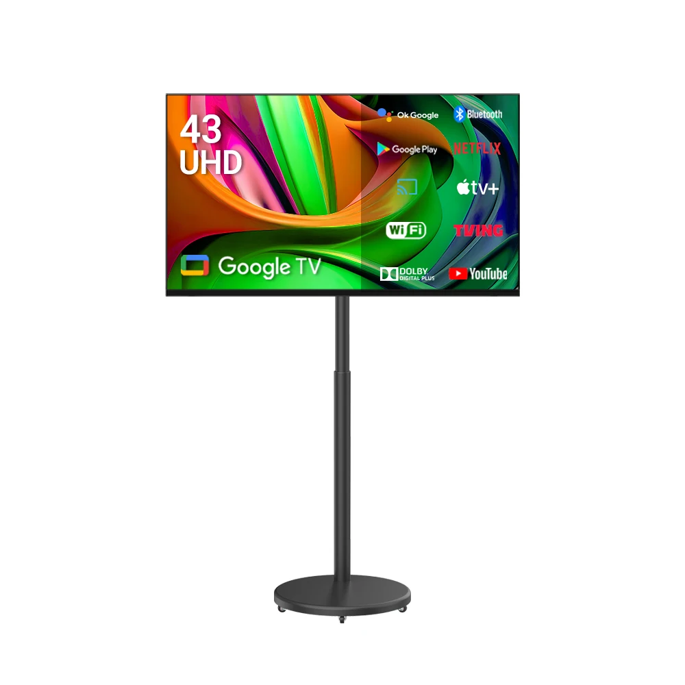 إصدار متحرك من Cubix باللون الأسود مقاس 43 بوصة 4k uhd samtan by me x1 مجموعة تلفزيون ذكي محمول samtenbyme xiaobaimi Stand by me