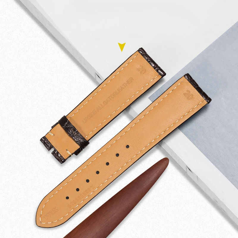 Crocodile Strap Suitable for Longines Watches (Master Presence Conquest), Double Button Butterfly Clasp