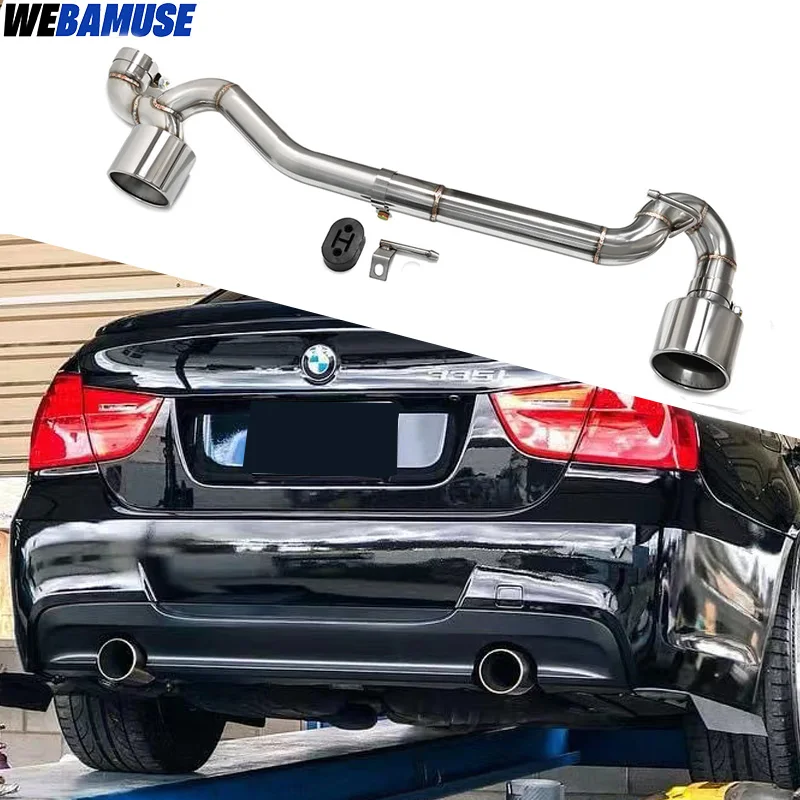 For BMW 3 Series 320i 325i 330i E90 E92 Exhaust MT Bumper Dual Exit Stainless Steel Carbon Fiber Tailpipe Muffler Exhaust System