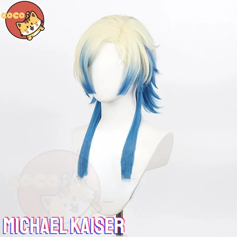 CoCos Anime Blue Lock Michael Kaiser Cosplay Wig Anime Cos Blue Lock Wig Kaiser Cosplay Blue Gradient Hair