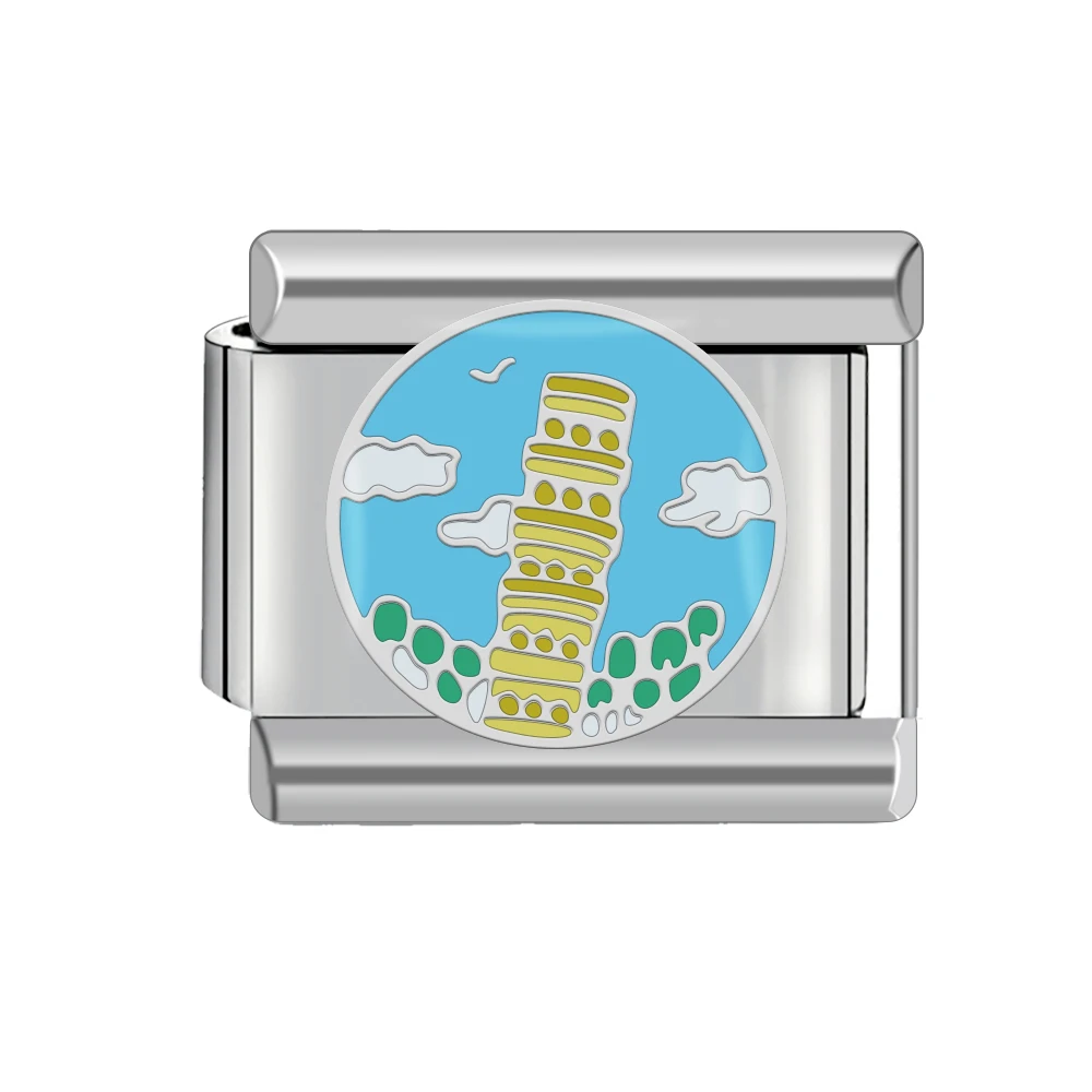 Italian Charm Stainless Steel 9mm Diy Bracelet Scenic Spot Tourism Commemoration