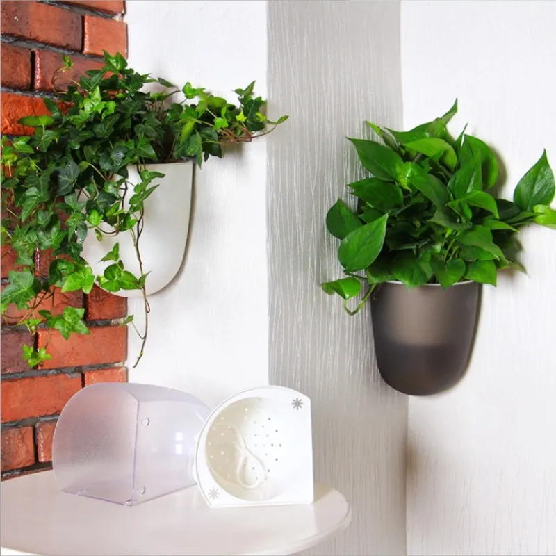 Large Size Self Watering Plant Flower Pot Wall Hanging Wall Corner Plastic Planter Basket Garden Supply Home Garden With Hooks