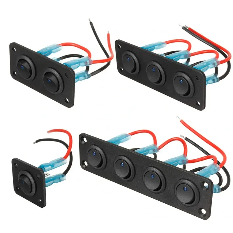 12V 1-3 Gang Universal Toggle Switch Panel USB Car Boat Marine RV Truck Blue LED Styling Accessories Marine Rocker Switch