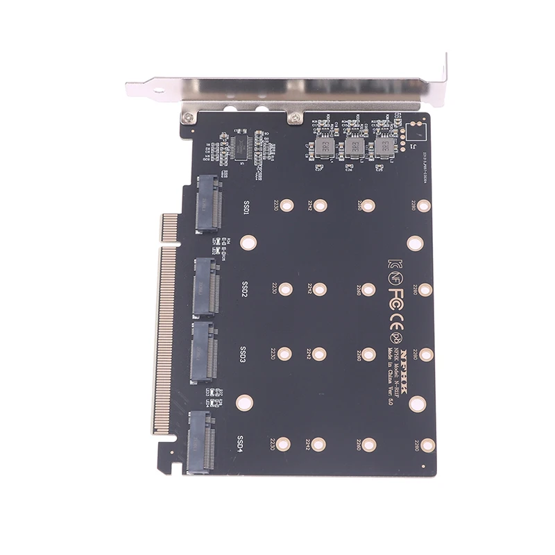 

PCIE 4.0 5.0 X16 To 4-port NVMe M.2 NGFF SSD Adapter Card