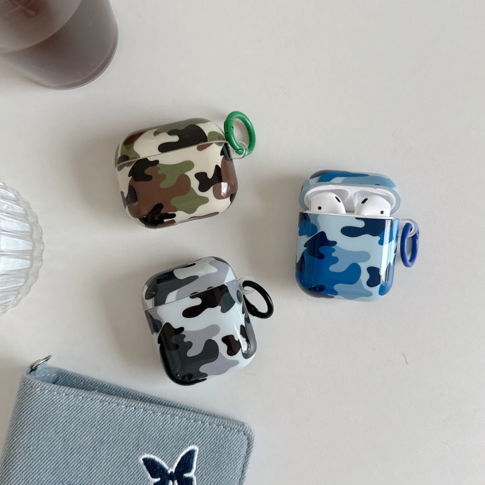 

Business Camouflage Pattern Wireless Bluetooth Cases For AirPods1 2 AirPods 3 4 pro And pro2 Headphone Covers With Keychain