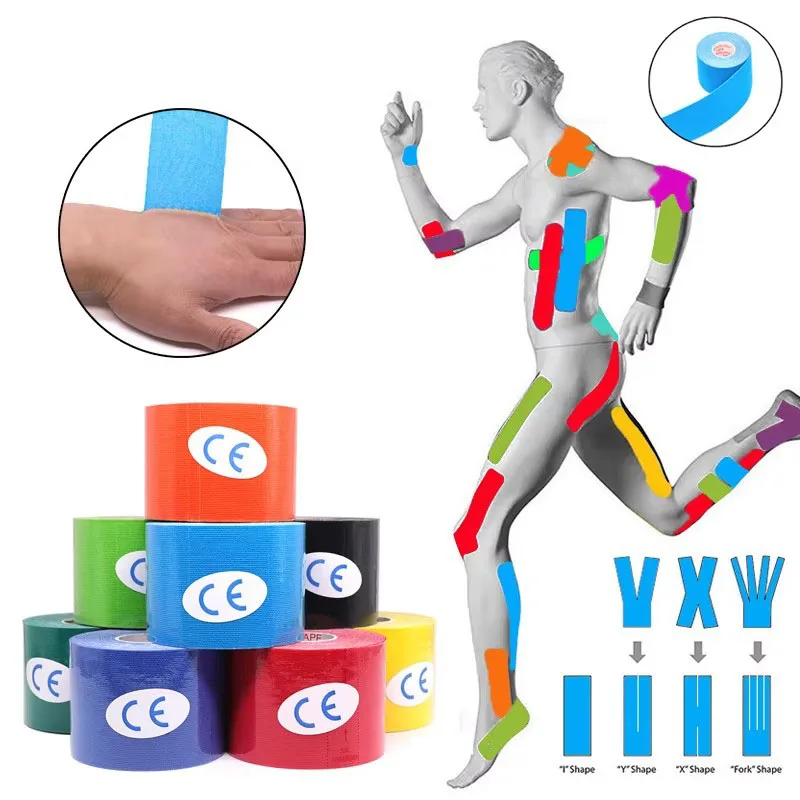 1/6 stücke Kinesiologie Tape Athletische Bands 5m Sport Recovery Umreifung Gym Wasserdichte Tennis Muskel Schmerzen Relief Knie Bandage
