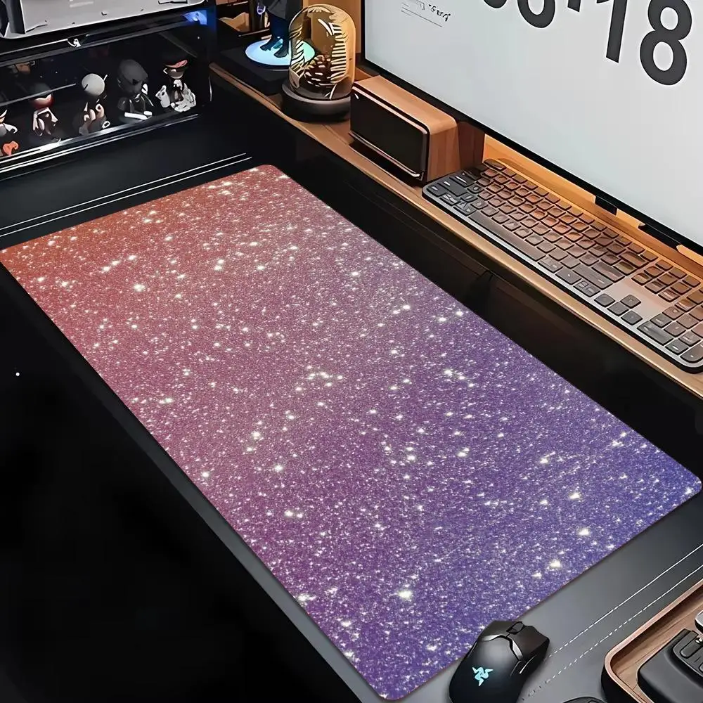 Large Shiny Glitter Starry Galaxy Mouse Pad XXL Colorful Sparkle Desk Mat Non-Slip Rubber Keyboard Pad For PC Desktop Gamer