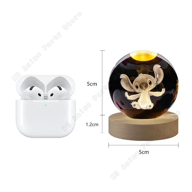 2025 5cmLilo and Stitch Disney Unique 3D Crystal Ball Lamp LED Luminous Crystal Ball Glass Night Light Children's Birthday Gifts