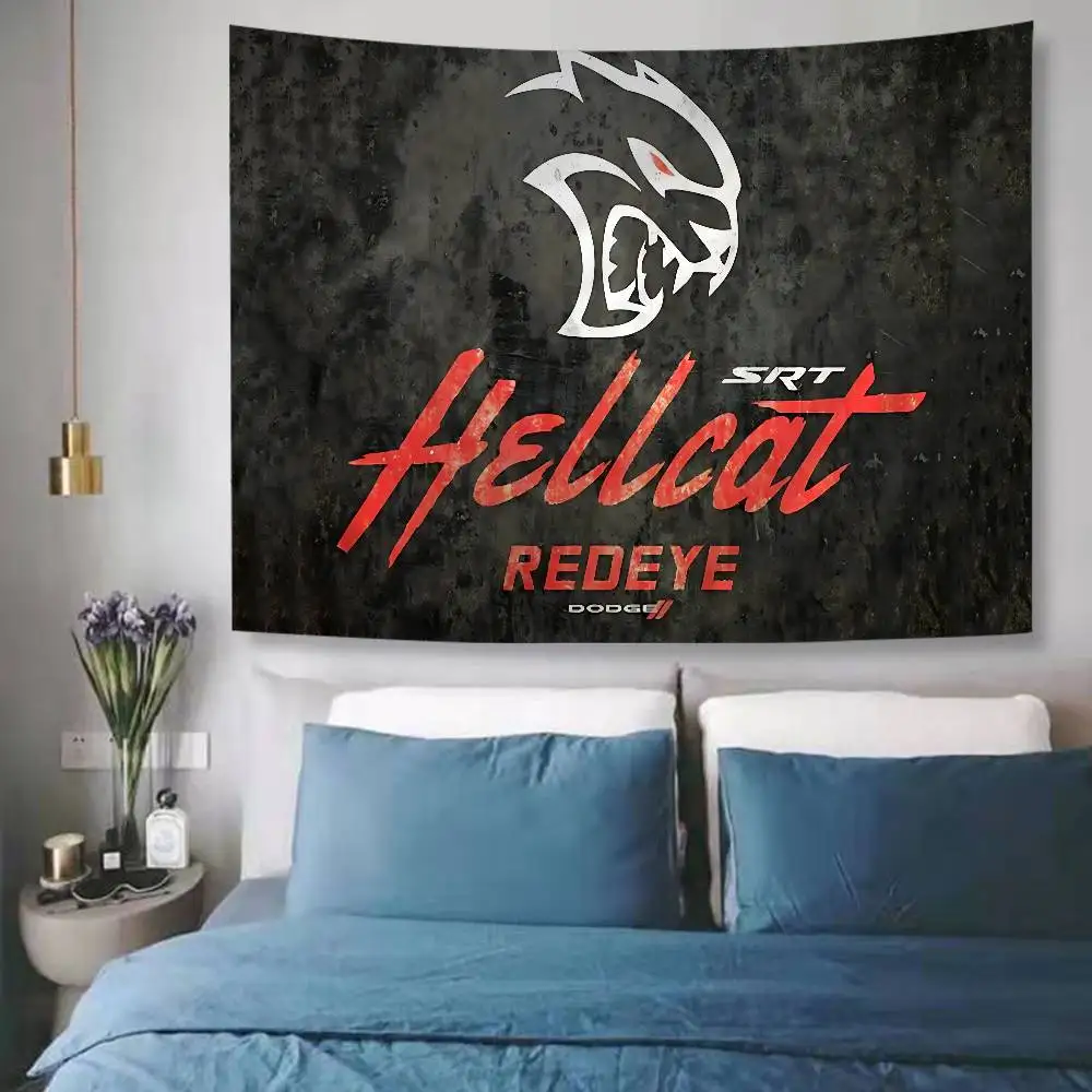 SRT Hellcat Demon Dodge Colorful Tapestry Wall Hanging Hanging Tarot Hippie Wall Rugs Dorm Wall Art Decor