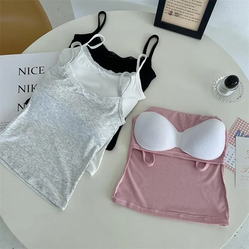 

Sweet Lace Bows Women Camis Summer Crop Tops Sexy Backless Vest with Padded Bm Style Camisole Streetwear Female Tank Tops