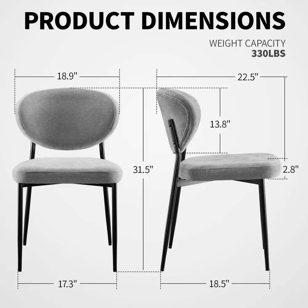 

Chairs Set of 2 Chenille Upholstered Dining Room Chairs with CrescentShaped Backrest Modern Ergonomic Accent Kitchen Chairs wit