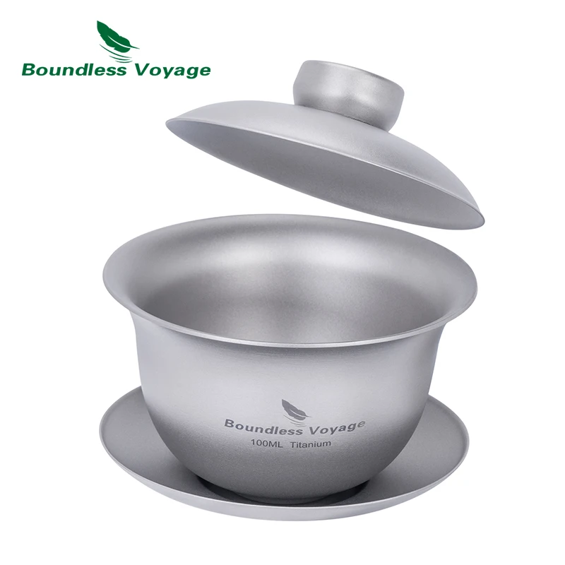 Boundless Voyage 100ml Titanium Gaiwan Traditional Chinese Kung Fu Tea Set with Lid Heat-Resistant Double-Walled Tea Bowl
