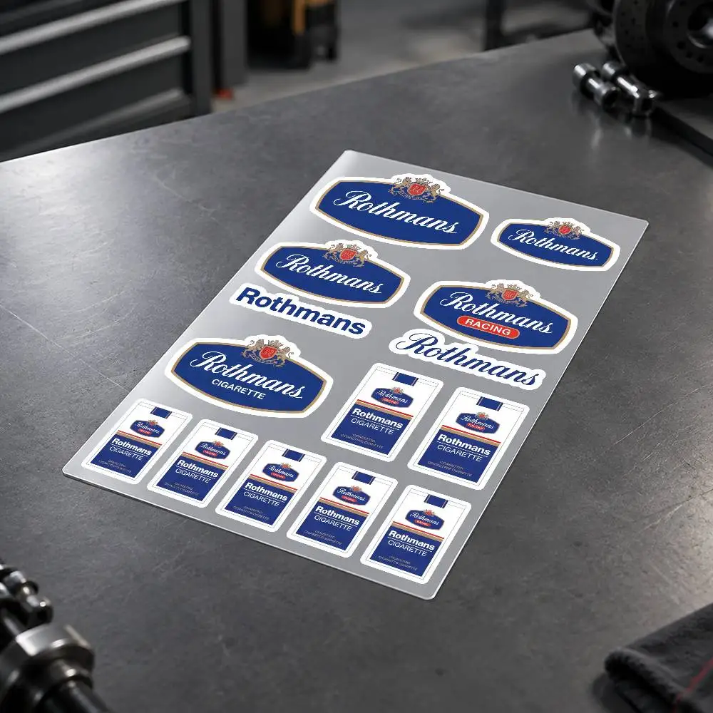 R-Rothmans Motorcycle Sticker Set Reflective Decals For Helmet Fuel Tank Fairing Body Custom Bike Graphics Kit