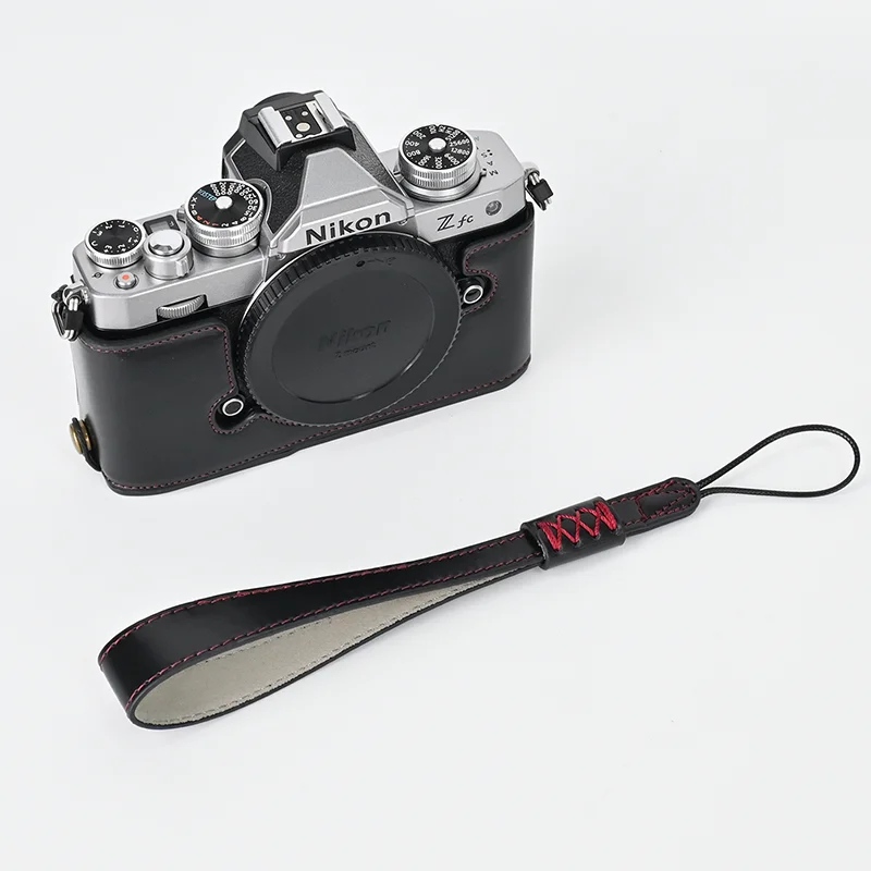 Retro Leather Camera Cover Half Body Shell Case For Nikon Z FC ZFC Z-fc PU Leather Hand Strap Bottom Base