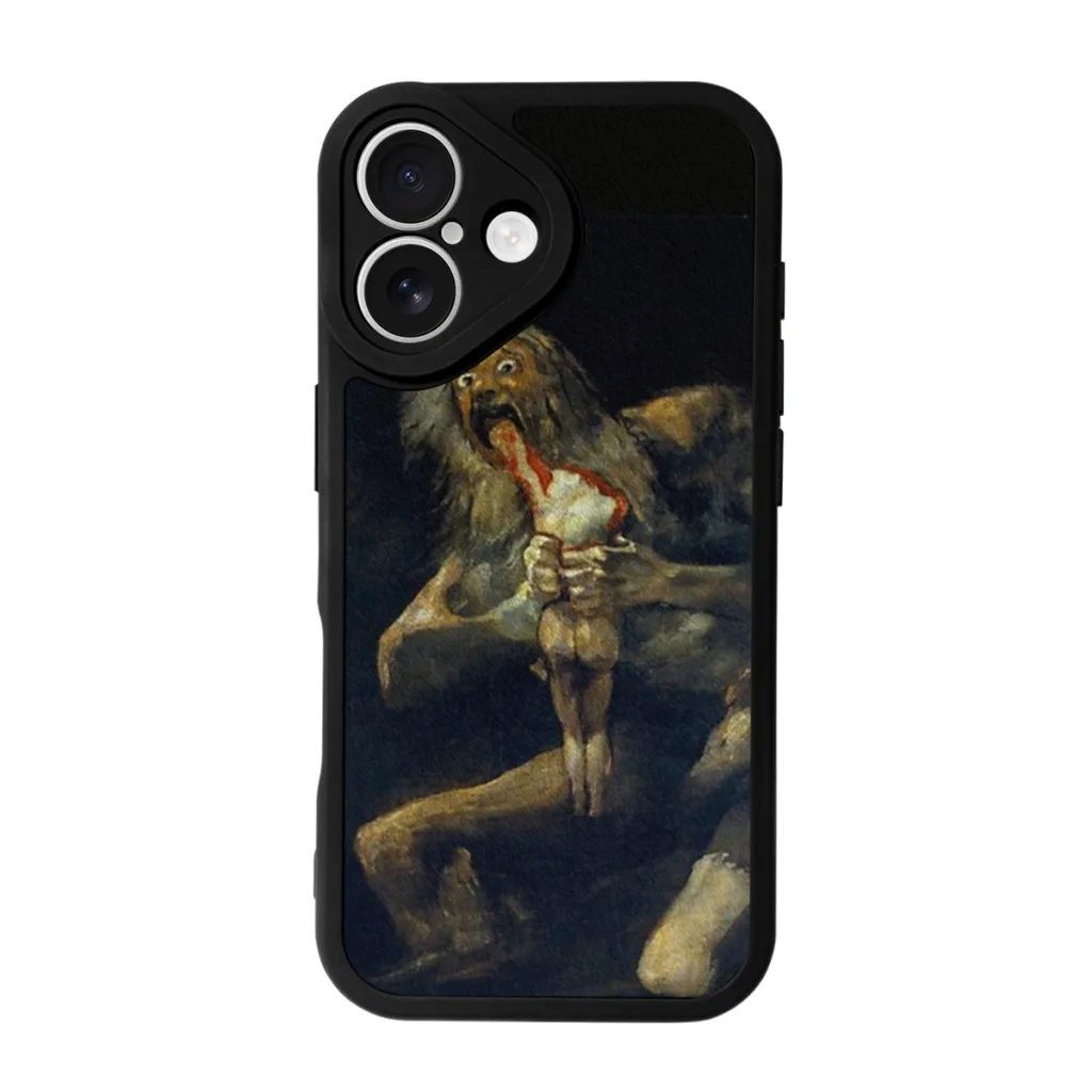 Phone Case For iPhone 16 Pro Max Silicone Skin Case Saturn Devouring His Son by Francisco Goya