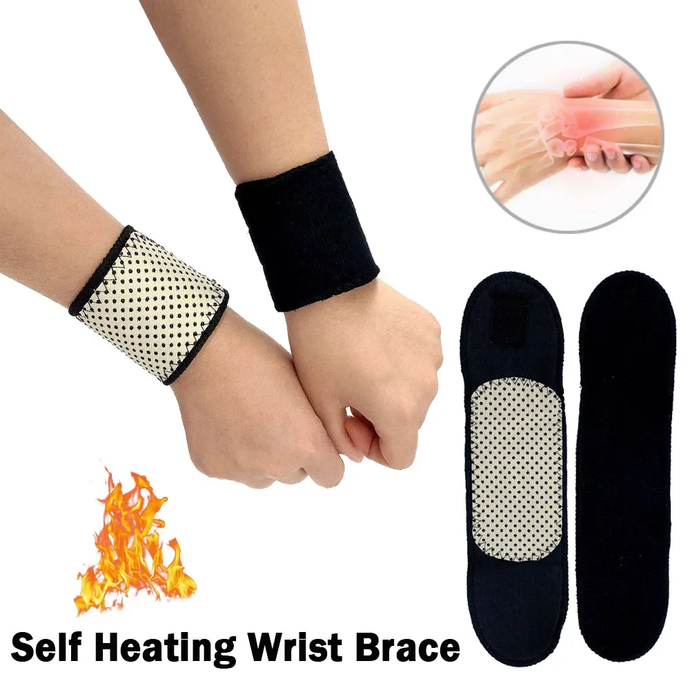 1Pair Tourmaline Self Heating Magnetic Therapy Wrist Brace Protection Belt Spontaneous Heating Massager Health Care Unisex