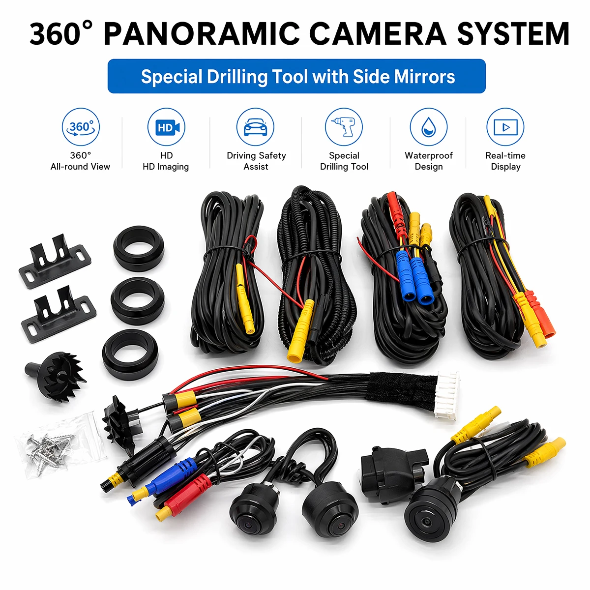 360 Panoramic Car Camera Rear+Front+Side Q9-WDR 8K AHD1080P Is Suitable for Android Radio 360APP With Hole Opener