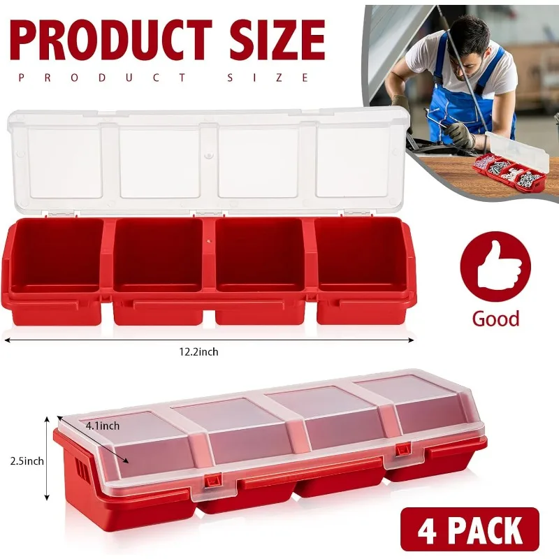 For 1Pc/2Pcs Multi-Compartment Organizer Box For Screws & Small Parts - Durable Plastic Hardware And Jewelry Storage Case