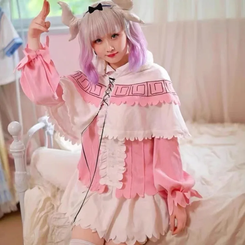 

Halloween New Cosplay Costume Wig Pink Cute Loli Maid Anime Drama Stage Comic Show Performance Family Party Cosplay Costume