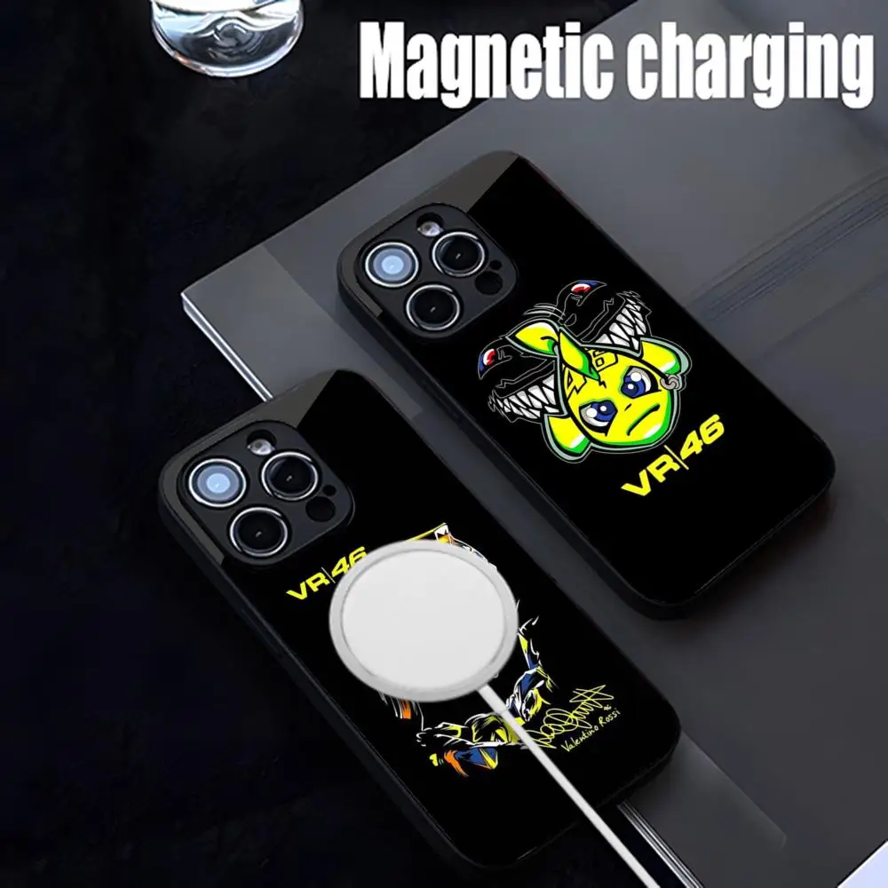 Moto Gp R-Rossi Cool 46 Phone Case Strong Magnetism Glass For iPhone 16ProMax 14 13 12 15 11 Pro XS Max Plus Mini Coque