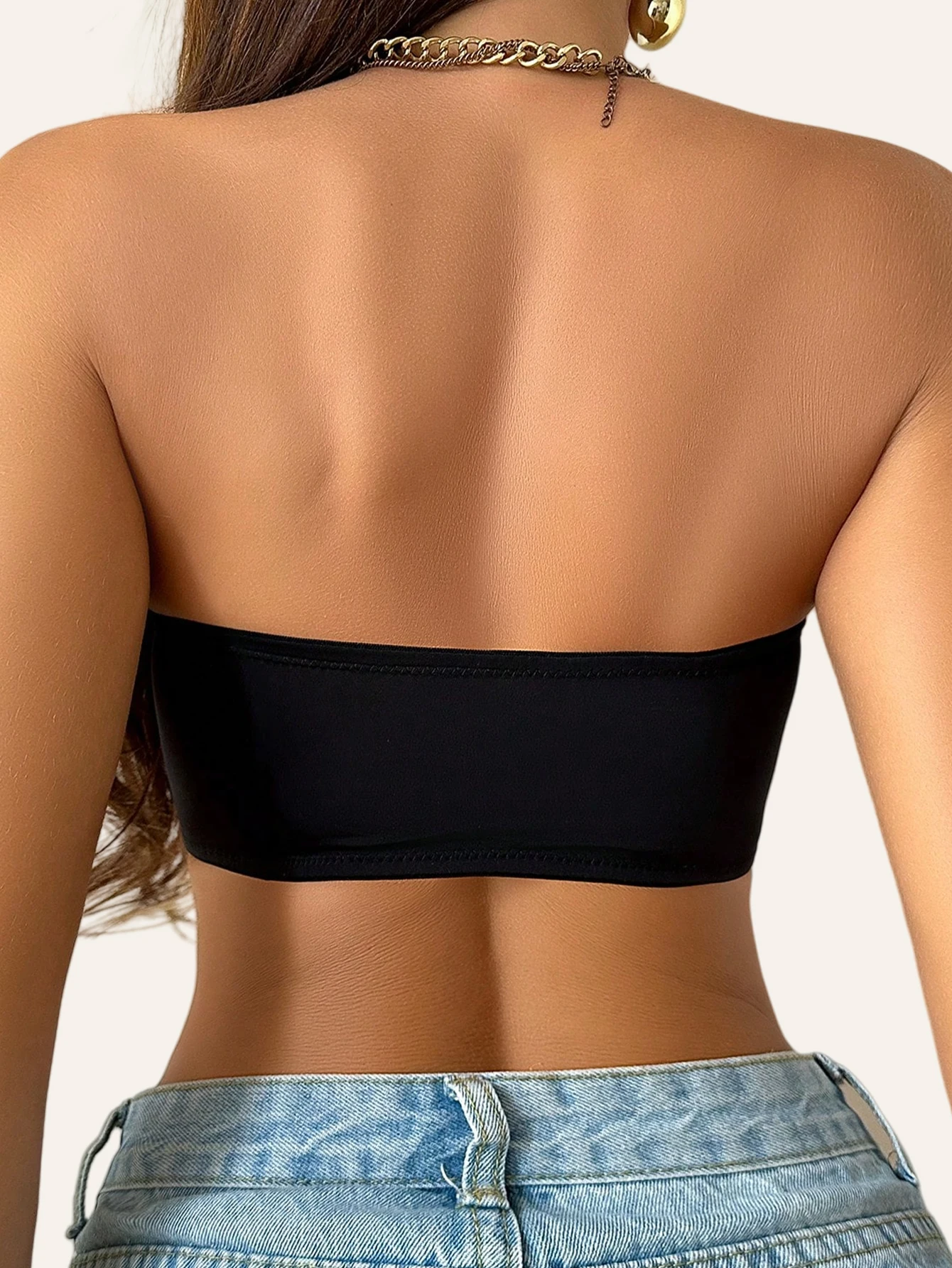 Women Front Snap Strapless Wireless Bra Removable Cup Pads Elastic Breathable Daily All Season Bra