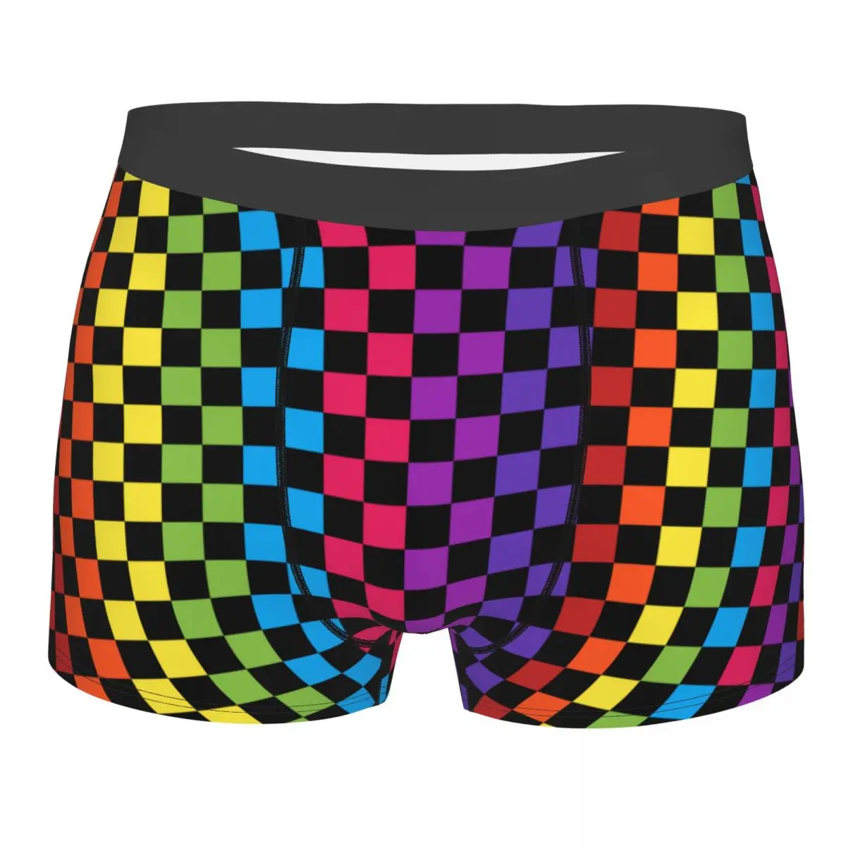 Custom Gorgeous Rainbow Squares Pattern Checker Print Boxers Shorts Men's Briefs Underwear Fashion Underpants