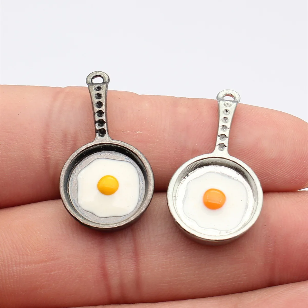 WYSIWYG 4pcs 32x17mm 2 Colors Gun Black Color Rhodium Color Omelette Charms For DIY Jewelry Making