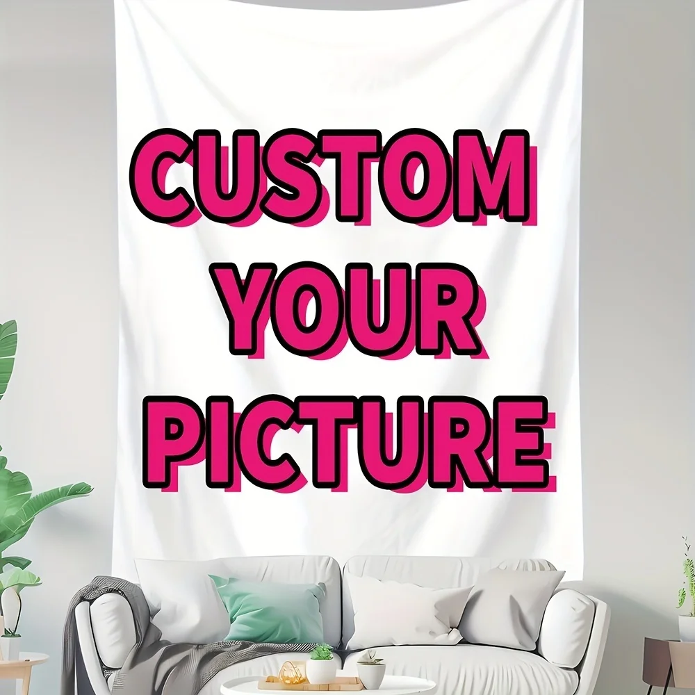 Custom Photo Tapestry Wall Hanging Personalized Polyester Indoor Backdrop Free Mounting Kit Home Bedroom Decor
