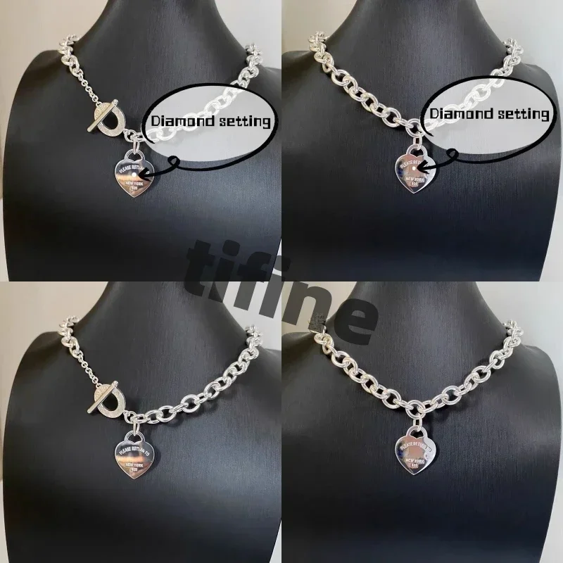 

Classic Series S925 Couple Bracelet Thick Chain, Fashionable Heart shaped Pendant Chain, Holiday Gift