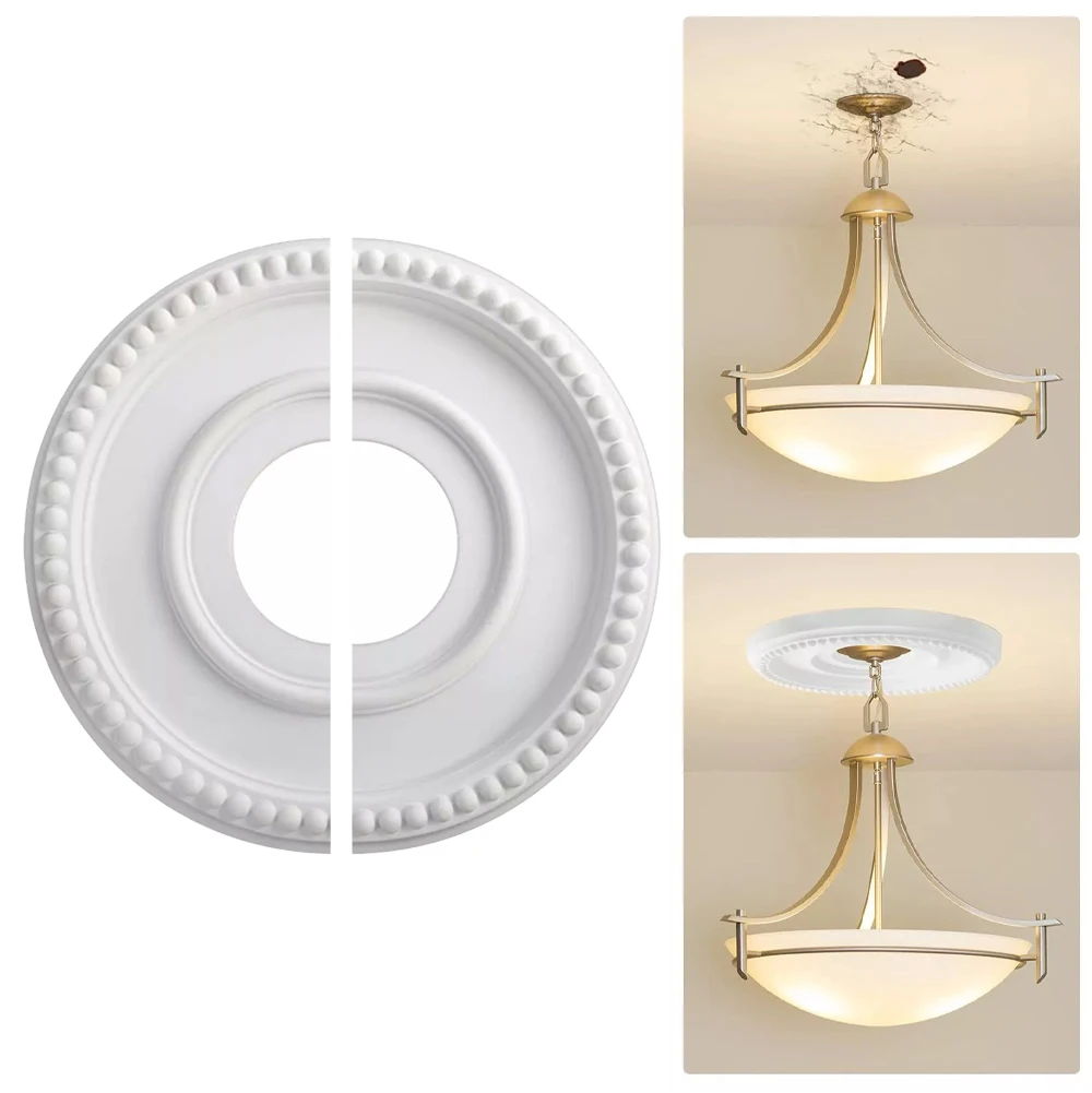 1 Pcs Round  Split Medallion  PU Decorative Ceiling Fan Light  Fixtures Covers Plate Pendant Lamp Base Decoration