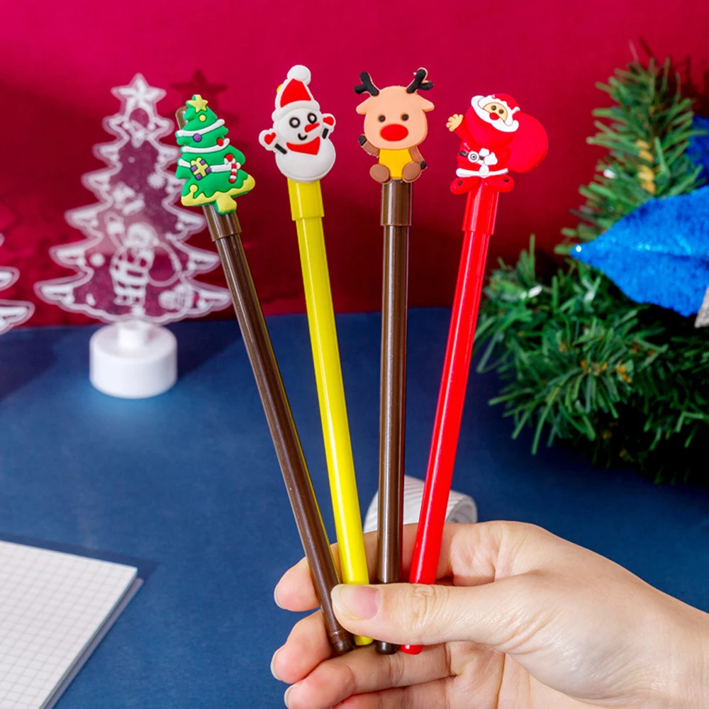 Cartoon Christmas Gel Pen 0.5mm Black Ink Pen Student Writing Signature Pens Stationery