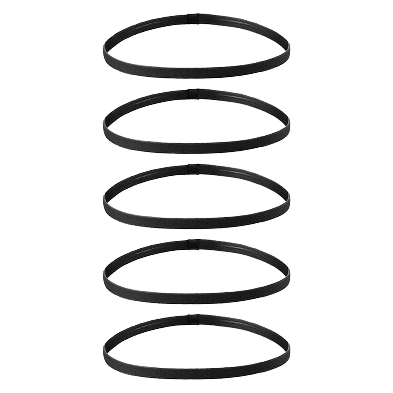 Diadema de entrenamiento elástica antideslizante de 5 piezas, banda para el sudor colorida, deporte para correr para mujeres, hombres, negro