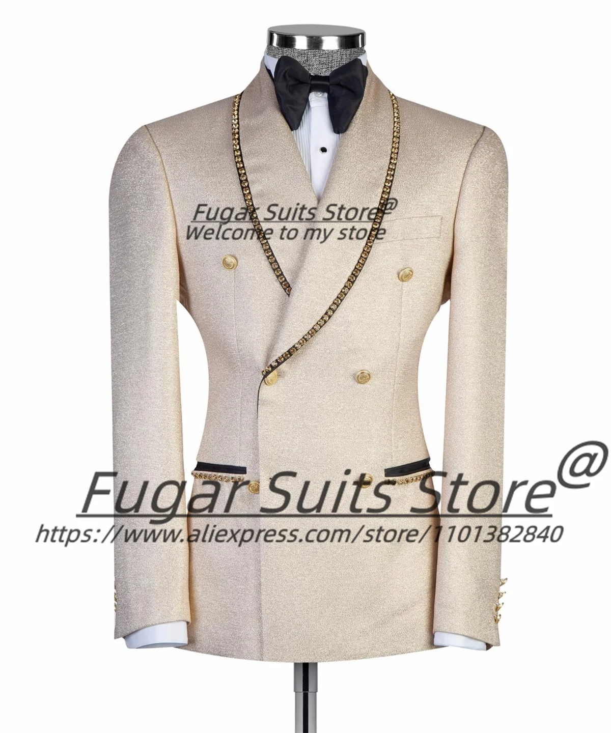 

Elegant Prom Men Suits Double Breasted Groom Wedding Tuxedos 2 Pieces Sets Diamond Shawl Lapel Male Blazers Slim Fit Ropa Hombre