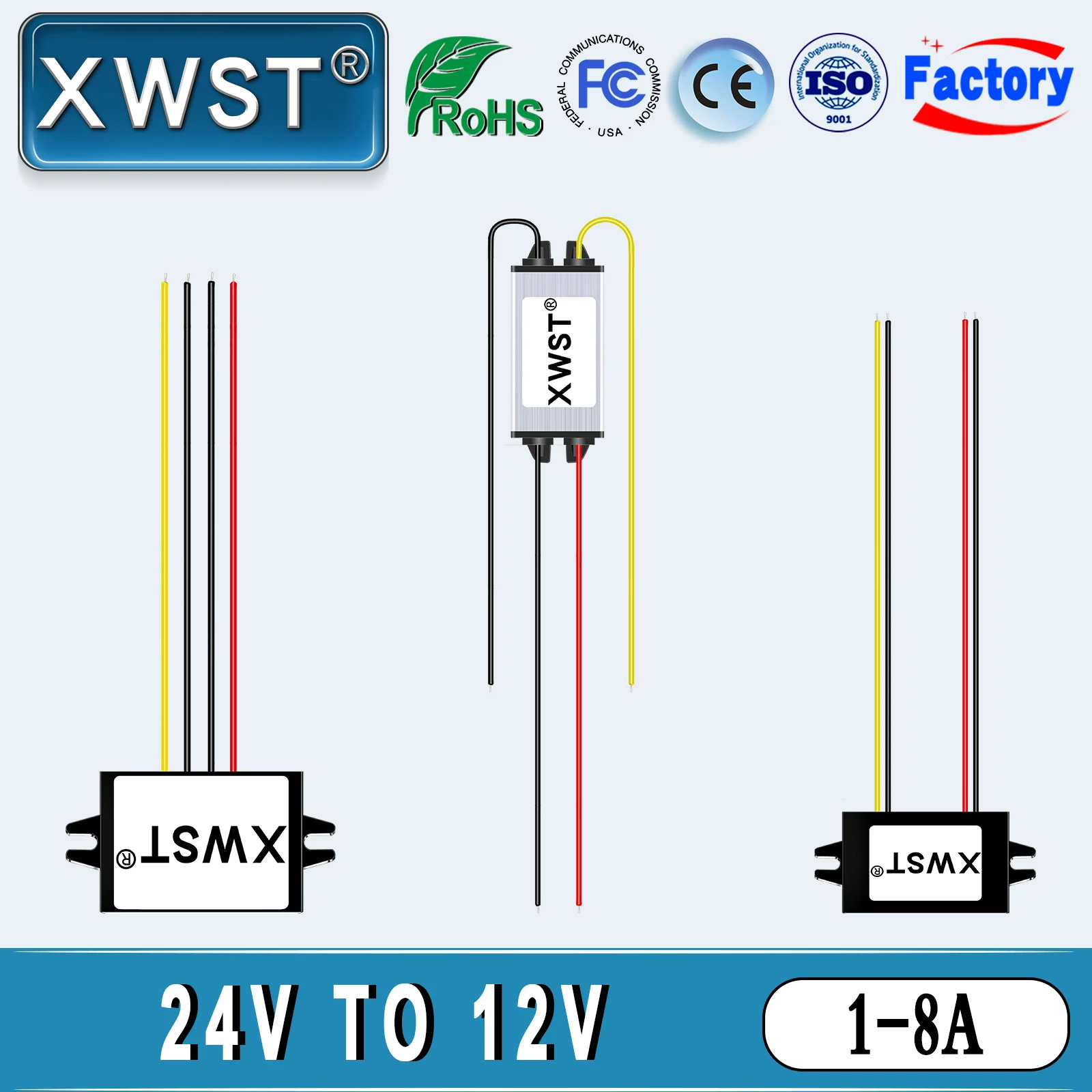 XWST DC DC Converter Step Down 24V to 12V Buck Module 1A 2A 3A 5A 8A Waterproof IP 67 Voltage Regulator Car Truck Power Supply