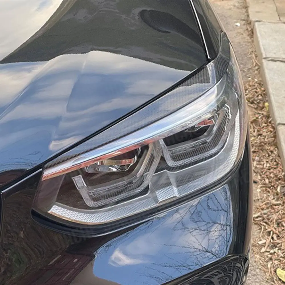 

Углеродное волокно, автомобильная фара, веко, брови, наклейка, накладка на фару, полоски для автомобиля, Стайлинг для BMW X3 G01 X4 G02 X3M X4M 2018-2021