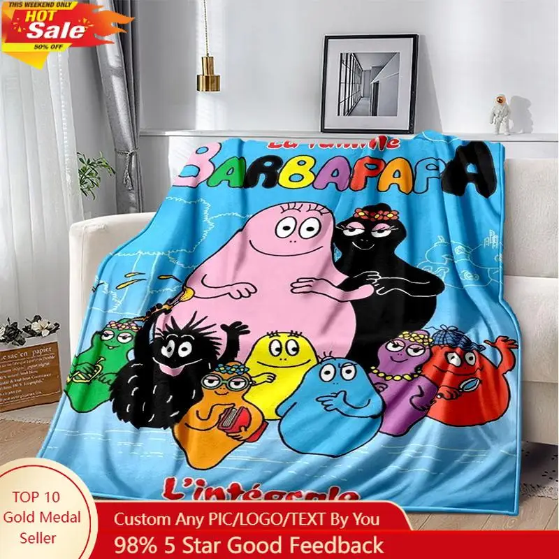 

Les Barbapapa Family Anime Cartoon Blanket,Soft Throw Blanket for Home Bedroom Bed Sofa Picnic Travel Office Cover Blanket Kids