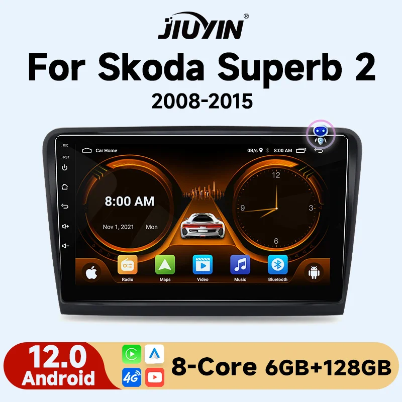 

JIUYIN Car Radio For Skoda Superb 2 2008 - 2015 wireless CarPlay Android Auto car intelligent systems No 2 din 2din DVD