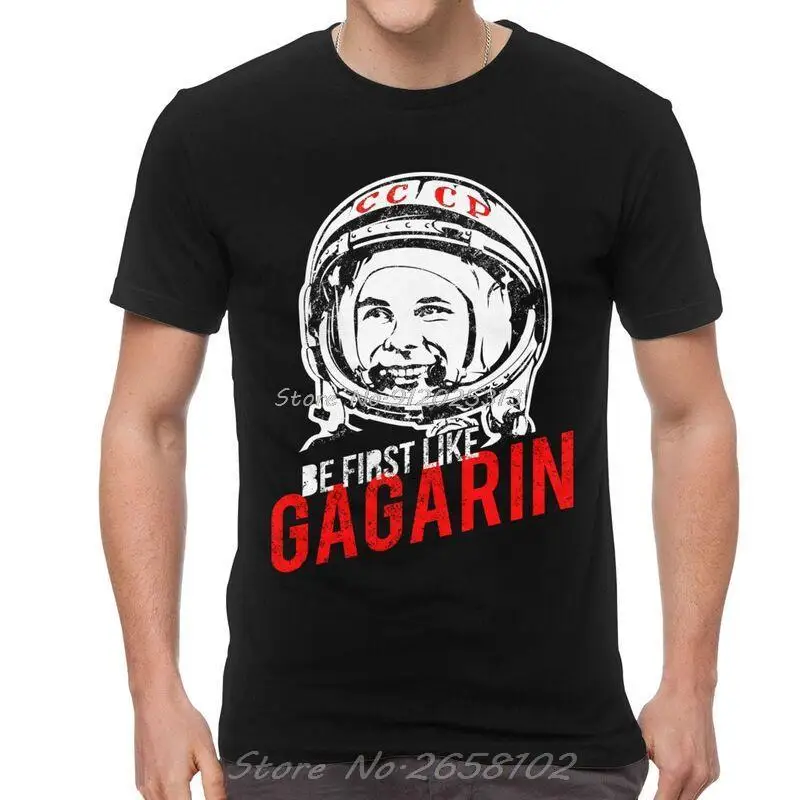 USSR Yuri Gagarin T-shirt Men's Harajuku T Shirt Short Sleeve 100% Cotton Russia CCCP Cosmonaut Tshirt Urban Tees Tops