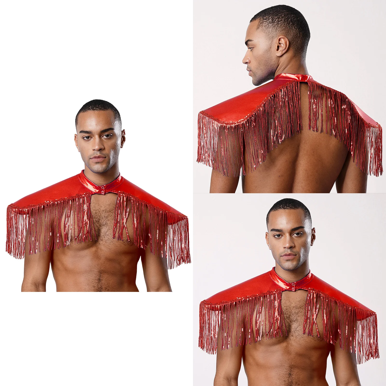 เสื้อคลุมแฟชั่นผู้ชายแบบมีพู่ห้อย  แผ่นรองไหล่  ชุดคอสเพลย์  ชุดนักร้อง  งานปาร์ตี้  งานแสดง  อุปกรณ์เสริม