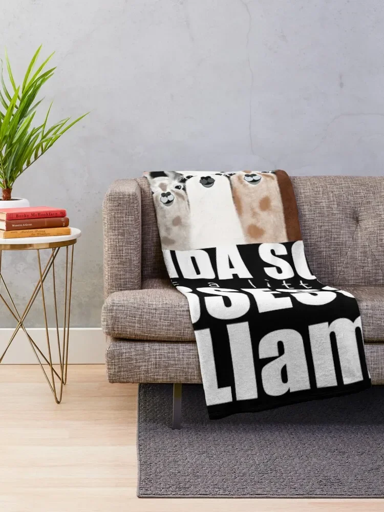 Obsessed with llamas just a little bit Throw Blanket Loose Plaid on the sofa Comforter Blankets