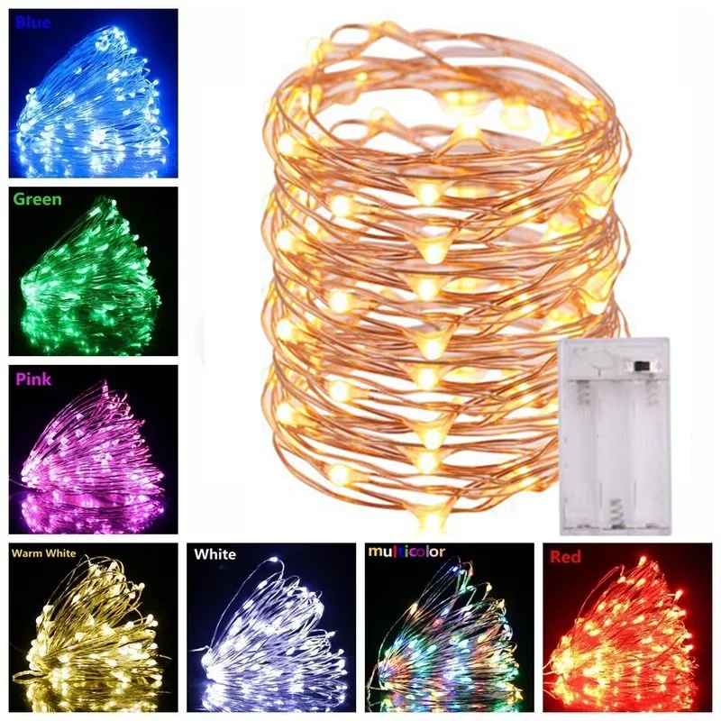 1M 2M 5M 10M Copper Wire LED String Lights Battery Operate Holiday Lighting for Christmas Wedding Party Decoration