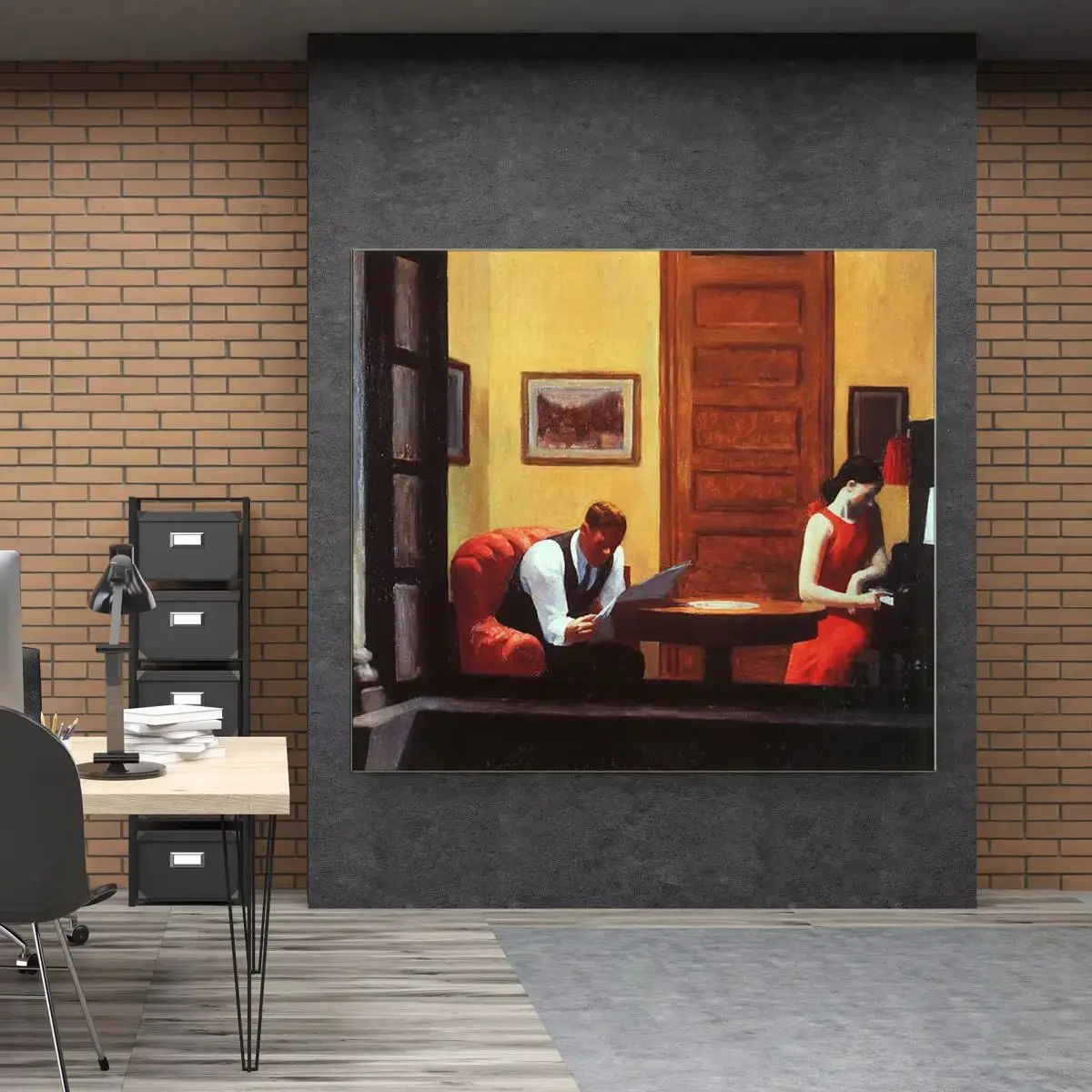 100% Handmade Oil Painting Reproduction on Linen Canvas, Room in New York by Edward Hopper, Free Shipping, High Quality