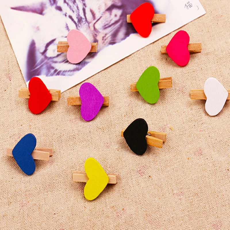 Colorful Wooden Clips Clothes Photo Paper Peg Pin Mini Clothespin Postcard Clips Home Wedding Valentine's Day Decorations