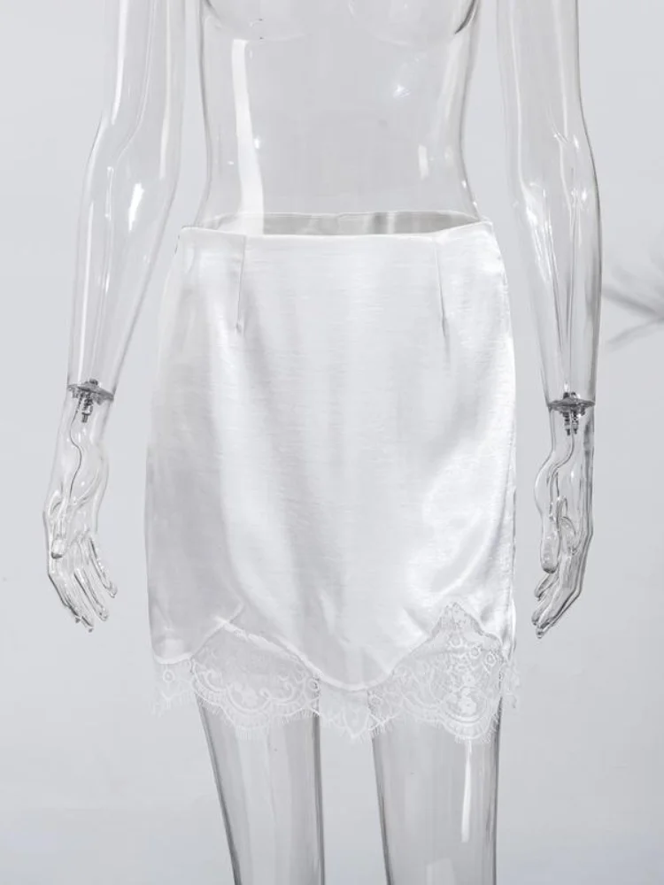 Seksowna biała koronkowa mini spódniczka z wysokim stanem damska letnia odzież uliczna krótkie spódnice odzież damska moda 2025 casualowa prosta spódnica hot