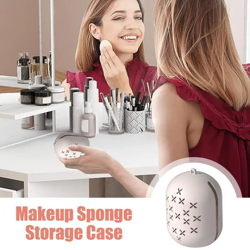 Makeup Sponge Storage Case Makeup Sponge Puff Holder Stand Empty Cosmetic Silicone Egg Shaped Rack For Traveling Camping