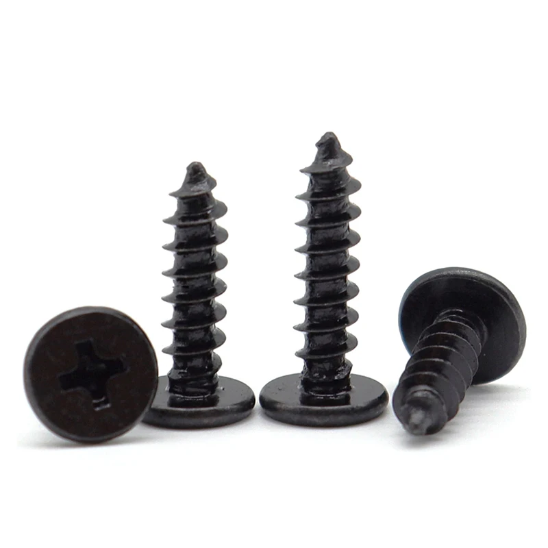 30-500pcs Plated Black Zinc M1.2M 1.4 M1.7 M2 M2.3 M2.6 M3 M3.5 M4 Cross Tapping Screw Ultra Thin Flat Wafer Head Wood Screw