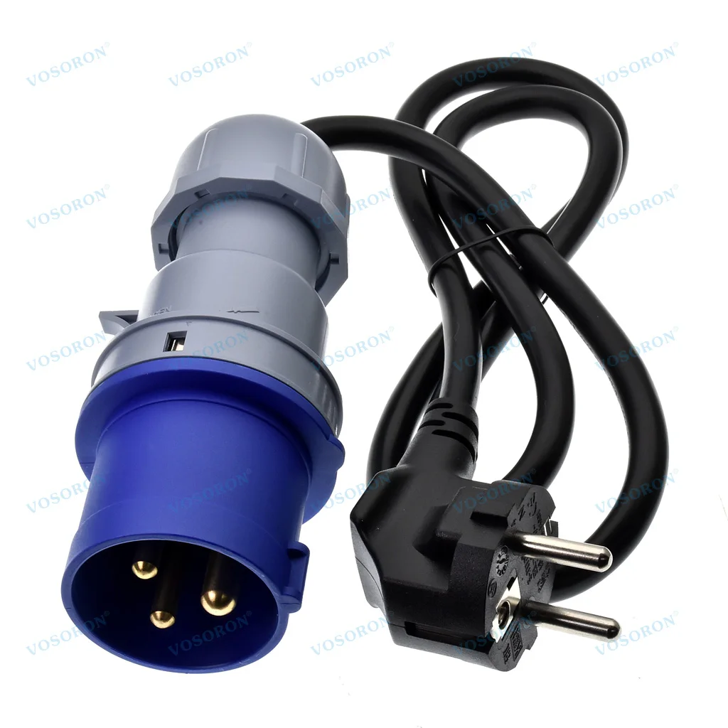 16A IP44 IEC60309 Industrial Plug to 16A EU Schuko Plug Adapte RV Power Cord,200-250V 2P+E